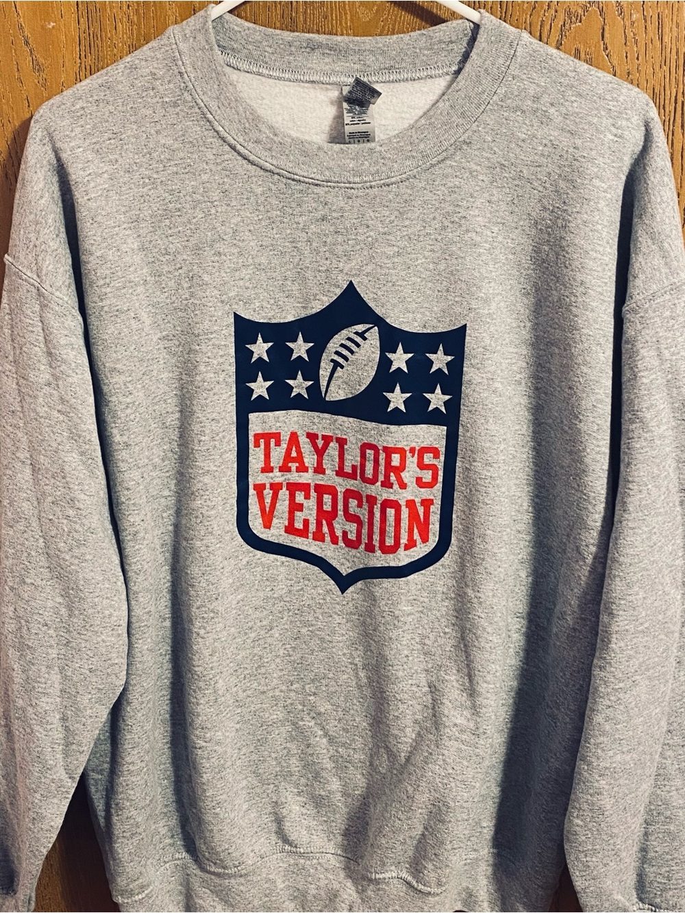 Taylor Swift Inspired Gray Crewneck with 'Taylor's Version' Football Graphic